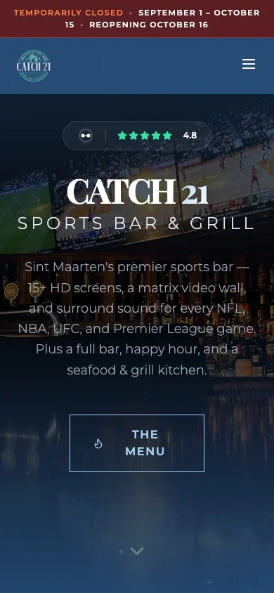 Catch 21 website on a phone