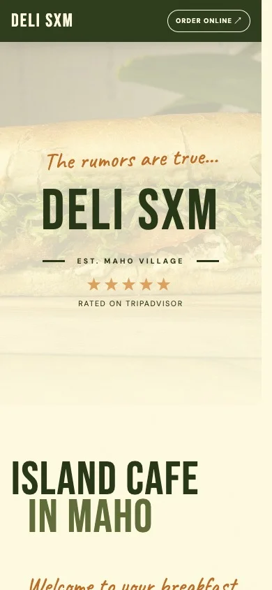 Deli website on a phone