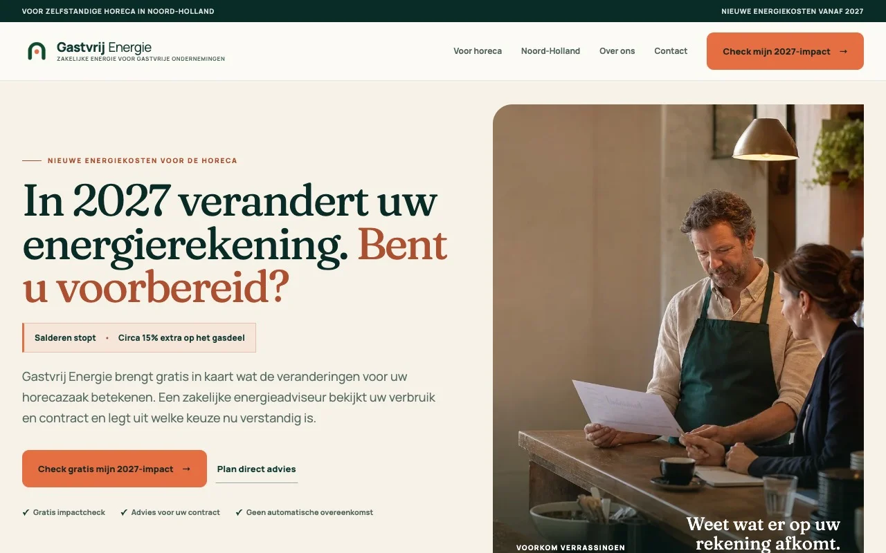 Gastvrij Energie website, desktop layout