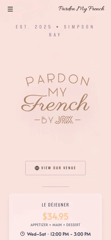 Pardon My French website on a phone