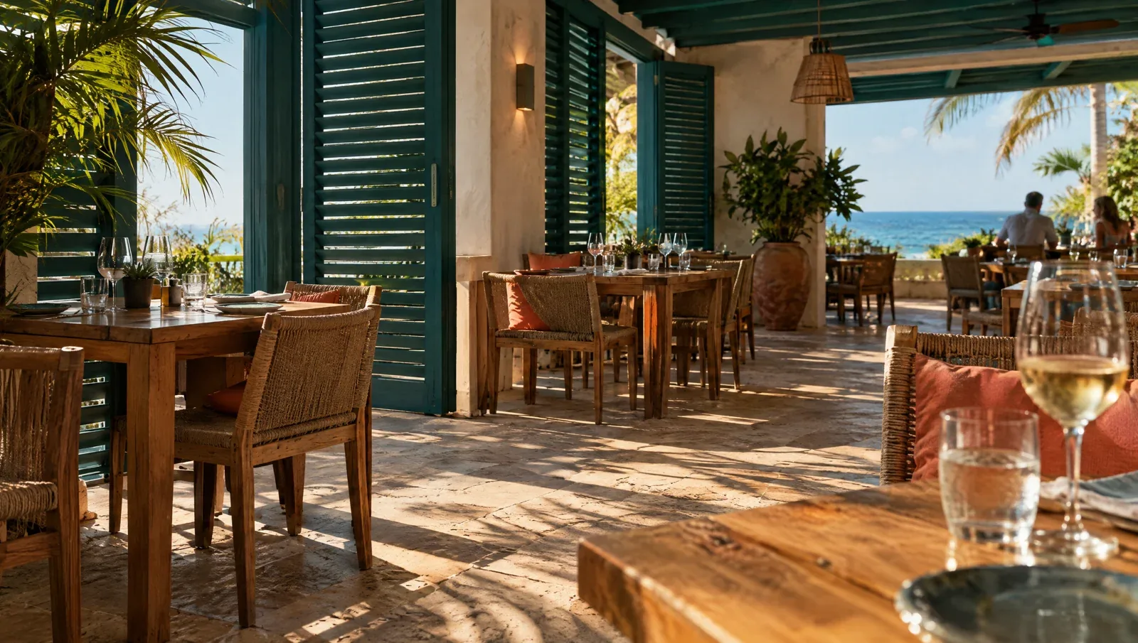 Sunlit terrace imagery from the Pelican Social website.