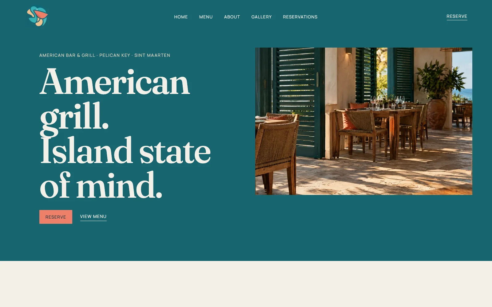 Pelican Social website, desktop layout