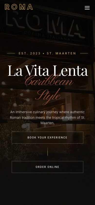 Roma website on a phone